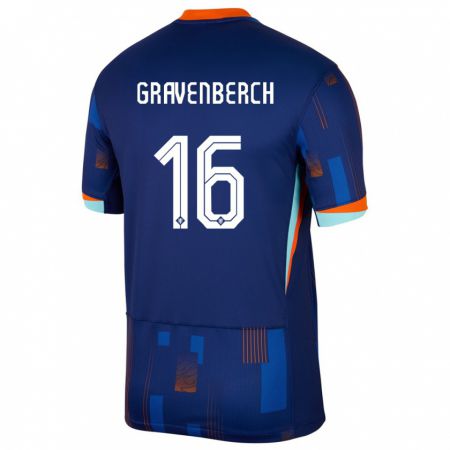 Kandiny Niño Camiseta Países Bajos Ryan Gravenberch #16 Azul 2ª Equipación 24-26 La Camisa Chile