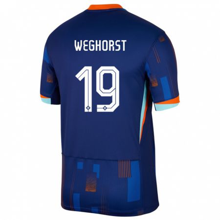 Kandiny Niño Camiseta Países Bajos Wout Weghorst #19 Azul 2ª Equipación 24-26 La Camisa Chile