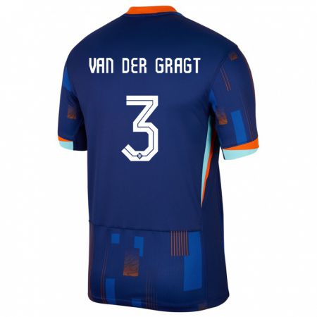 Kandiny Niño Camiseta Países Bajos Stefanie Van Der Gragt #3 Azul 2ª Equipación 24-26 La Camisa Chile