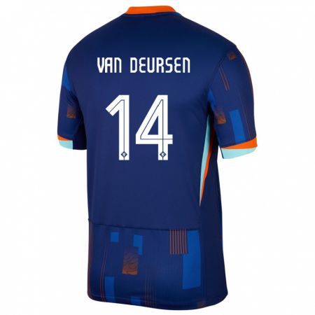 Kandiny Niño Camiseta Países Bajos Eva Van Deursen #14 Azul 2ª Equipación 24-26 La Camisa Chile