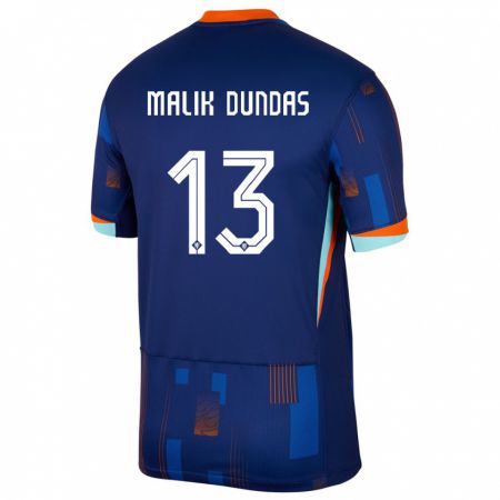 Kandiny Niño Camiseta Países Bajos Noa Malik Dundas #13 Azul 2ª Equipación 24-26 La Camisa Chile