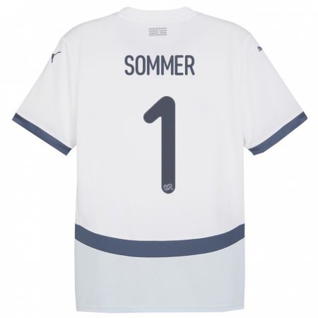 Kandiny Niño Camiseta Suiza Yann Sommer #1 Blanco 2ª Equipación 24-26 La Camisa Chile