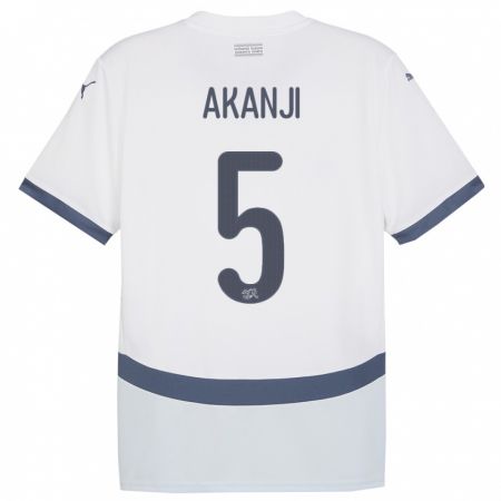 Kandiny Niño Camiseta Suiza Manuel Akanji #5 Blanco 2ª Equipación 24-26 La Camisa Chile