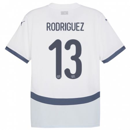 Kandiny Niño Camiseta Suiza Ricardo Rodriguez #13 Blanco 2ª Equipación 24-26 La Camisa Chile
