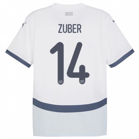 Kandiny Niño Camiseta Suiza Steven Zuber #14 Blanco 2ª Equipación 24-26 La Camisa Chile