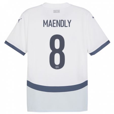 Kandiny Niño Camiseta Suiza Sandy Maendly #8 Blanco 2ª Equipación 24-26 La Camisa Chile