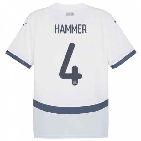 Kandiny Niño Camiseta Suiza Pascal Hammer #4 Blanco 2ª Equipación 24-26 La Camisa Chile