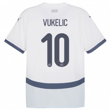 Kandiny Niño Camiseta Suiza Mile Vukelic #10 Blanco 2ª Equipación 24-26 La Camisa Chile