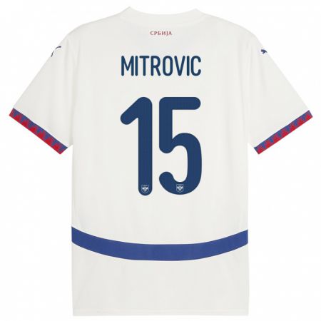 Kandiny Niño Camiseta Serbia Stefan Mitrovic #15 Blanco 2ª Equipación 24-26 La Camisa Chile
