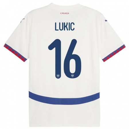 Kandiny Niño Camiseta Serbia Sasa Lukic #16 Blanco 2ª Equipación 24-26 La Camisa Chile