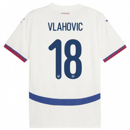 Kandiny Niño Camiseta Serbia Dusan Vlahovic #18 Blanco 2ª Equipación 24-26 La Camisa Chile