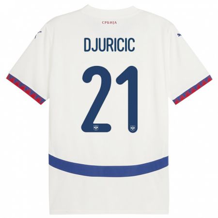 Kandiny Niño Camiseta Serbia Filip Djuricic #21 Blanco 2ª Equipación 24-26 La Camisa Chile