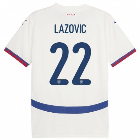 Kandiny Niño Camiseta Serbia Darko Lazovic #22 Blanco 2ª Equipación 24-26 La Camisa Chile