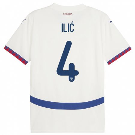 Kandiny Niño Camiseta Serbia Marija Ilic #4 Blanco 2ª Equipación 24-26 La Camisa Chile