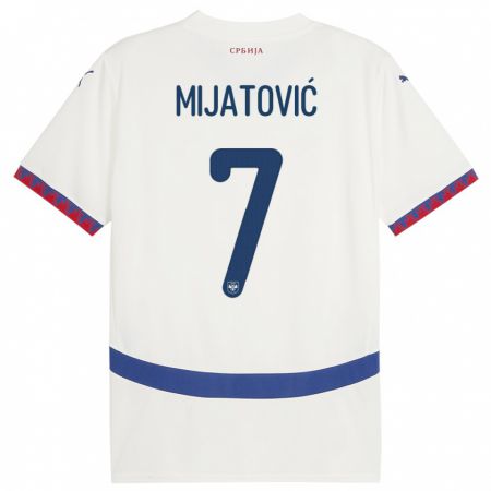 Kandiny Niño Camiseta Serbia Milica Mijatovic #7 Blanco 2ª Equipación 24-26 La Camisa Chile