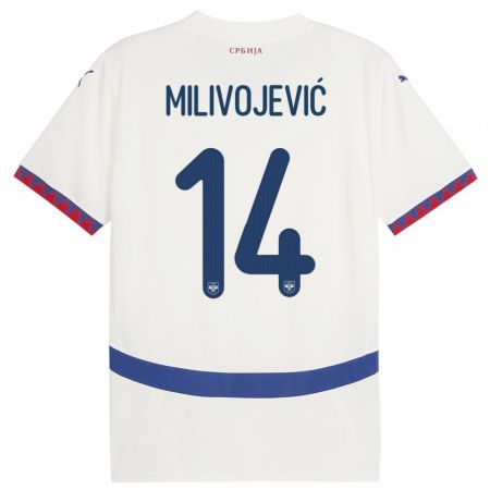 Kandiny Niño Camiseta Serbia Vesna Milivojevic #14 Blanco 2ª Equipación 24-26 La Camisa Chile