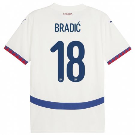 Kandiny Niño Camiseta Serbia Biljana Bradic #18 Blanco 2ª Equipación 24-26 La Camisa Chile
