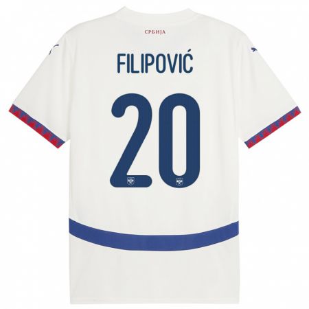 Kandiny Niño Camiseta Serbia Tijana Filipovic #20 Blanco 2ª Equipación 24-26 La Camisa Chile