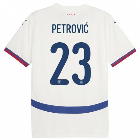 Kandiny Niño Camiseta Serbia Jovana Petrovic #23 Blanco 2ª Equipación 24-26 La Camisa Chile