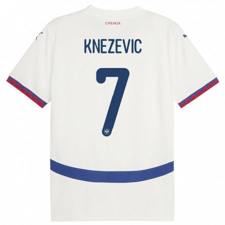 Kandiny Niño Camiseta Serbia Nikola Knezevic #7 Blanco 2ª Equipación 24-26 La Camisa Chile