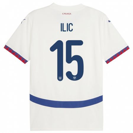 Kandiny Niño Camiseta Serbia Mihajlo Ilic #15 Blanco 2ª Equipación 24-26 La Camisa Chile