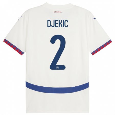 Kandiny Niño Camiseta Serbia Djuro Giulio Djekic #2 Blanco 2ª Equipación 24-26 La Camisa Chile
