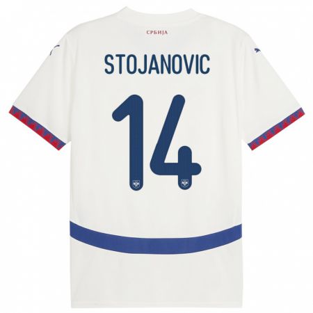 Kandiny Niño Camiseta Serbia Matija Stojanovic #14 Blanco 2ª Equipación 24-26 La Camisa Chile