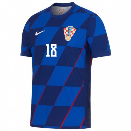 Kandiny Niño Camiseta Croacia Stipe Biuk #18 Azul 2ª Equipación 24-26 La Camisa Chile