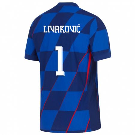 Kandiny Niño Camiseta Croacia Dominik Livakovic #1 Azul 2ª Equipación 24-26 La Camisa Chile