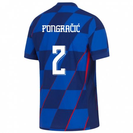 Kandiny Niño Camiseta Croacia Marin Pongracic #2 Azul 2ª Equipación 24-26 La Camisa Chile