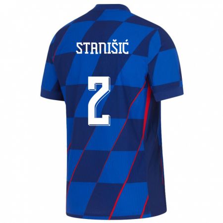 Kandiny Niño Camiseta Croacia Josip Stanisic #2 Azul 2ª Equipación 24-26 La Camisa Chile