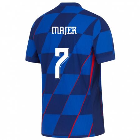 Kandiny Niño Camiseta Croacia Lovro Majer #7 Azul 2ª Equipación 24-26 La Camisa Chile