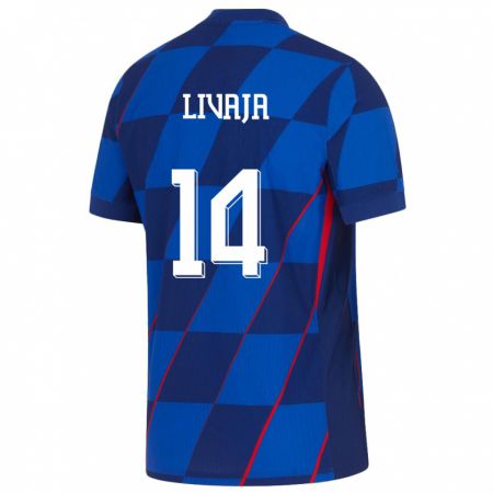 Kandiny Niño Camiseta Croacia Marko Livaja #14 Azul 2ª Equipación 24-26 La Camisa Chile