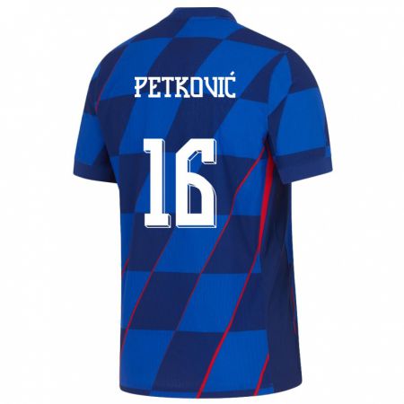 Kandiny Niño Camiseta Croacia Bruno Petkovic #16 Azul 2ª Equipación 24-26 La Camisa Chile