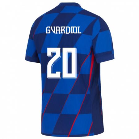 Kandiny Niño Camiseta Croacia Josko Gvardiol #20 Azul 2ª Equipación 24-26 La Camisa Chile