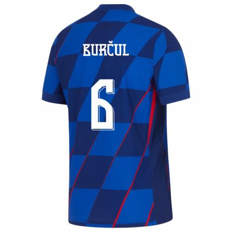 Kandiny Niño Camiseta Croacia Bruno Burcul #6 Azul 2ª Equipación 24-26 La Camisa Chile