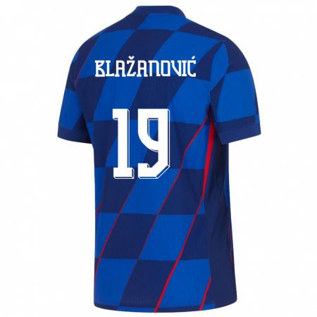 Kandiny Niño Camiseta Croacia Antonio Blazanovic #19 Azul 2ª Equipación 24-26 La Camisa Chile