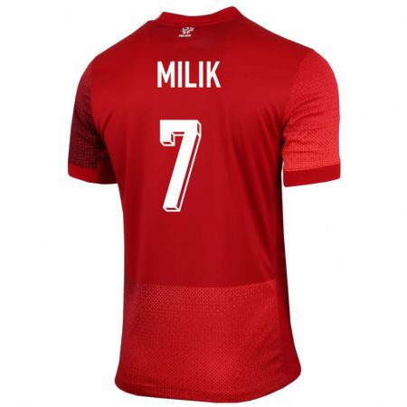 Kandiny Niño Camiseta Polonia Arkadiusz Milik #7 Rojo 2ª Equipación 24-26 La Camisa Chile