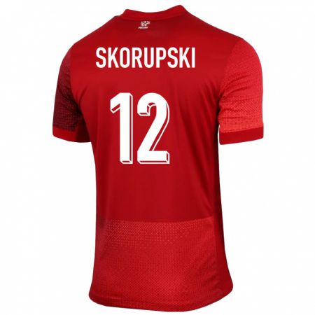 Kandiny Niño Camiseta Polonia Lukasz Skorupski #12 Rojo 2ª Equipación 24-26 La Camisa Chile