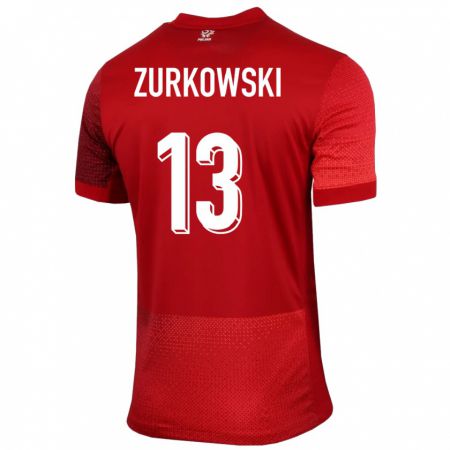 Kandiny Niño Camiseta Polonia Szymon Zurkowski #13 Rojo 2ª Equipación 24-26 La Camisa Chile