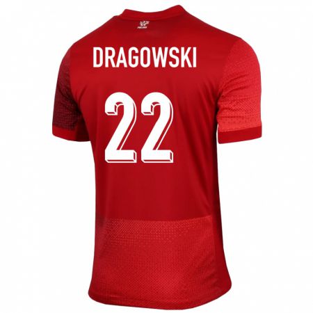 Kandiny Niño Camiseta Polonia Bartlomiej Dragowski #22 Rojo 2ª Equipación 24-26 La Camisa Chile