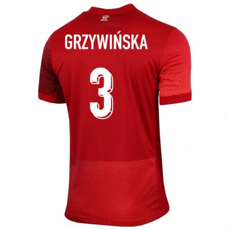 Kandiny Niño Camiseta Polonia Gabriela Grzywinska #3 Rojo 2ª Equipación 24-26 La Camisa Chile