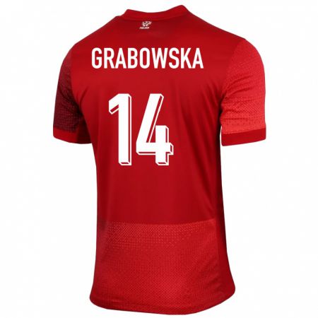 Kandiny Niño Camiseta Polonia Dominika Grabowska #14 Rojo 2ª Equipación 24-26 La Camisa Chile