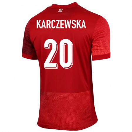 Kandiny Niño Camiseta Polonia Nikola Karczewska #20 Rojo 2ª Equipación 24-26 La Camisa Chile