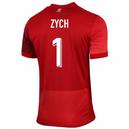 Kandiny Niño Camiseta Polonia Oliwier Zych #1 Rojo 2ª Equipación 24-26 La Camisa Chile