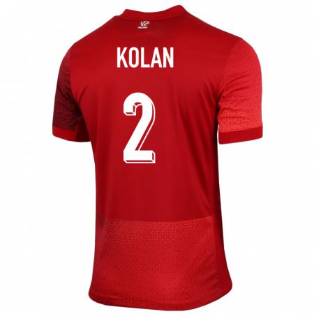 Kandiny Niño Camiseta Polonia Jakub Kolan #2 Rojo 2ª Equipación 24-26 La Camisa Chile