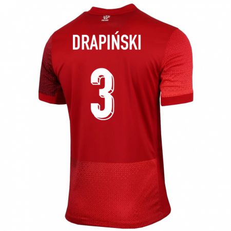 Kandiny Niño Camiseta Polonia Igor Drapinski #3 Rojo 2ª Equipación 24-26 La Camisa Chile