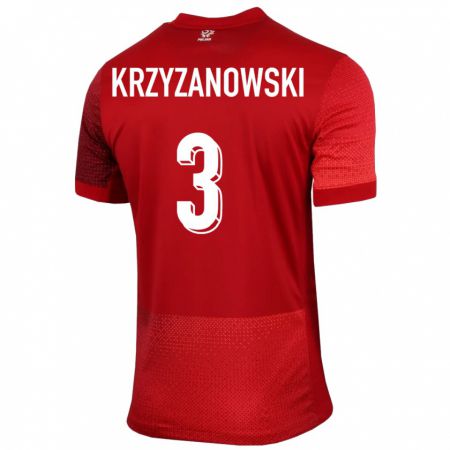 Kandiny Niño Camiseta Polonia Jakub Krzyzanowski #3 Rojo 2ª Equipación 24-26 La Camisa Chile
