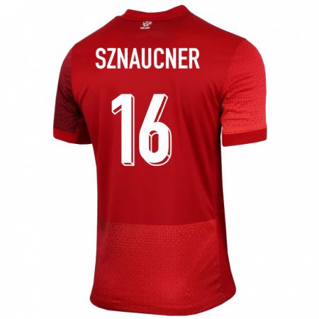 Kandiny Niño Camiseta Polonia Maksymilian Sznaucner #16 Rojo 2ª Equipación 24-26 La Camisa Chile