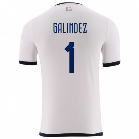 Kandiny Niño Camiseta Ecuador Hernan Galindez #1 Blanco 2ª Equipación 24-26 La Camisa Chile